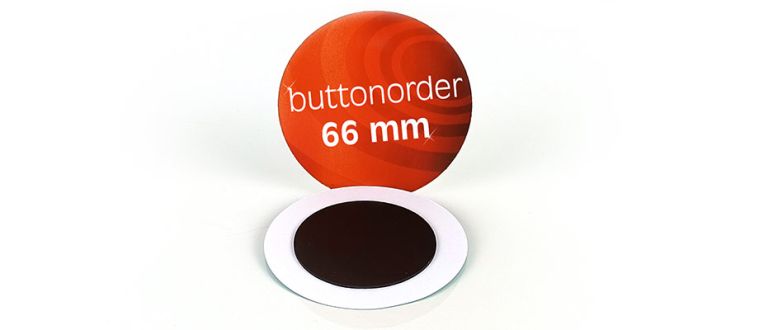 Öko-Buttons als Kühlschrankmagnet