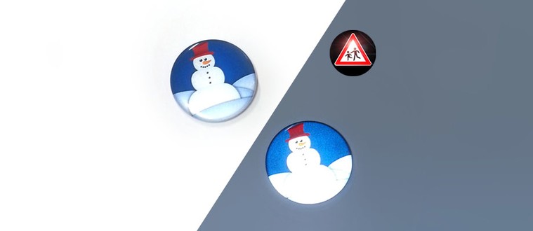 Reflektorbutton mit Schneemann