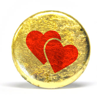 Goldbutton, Button mit Herzen