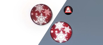 Chapa reflectantes con copos de nieve rojos Vorschaubild