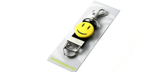 Portachiavi nastro con spilla Happy Smiley: giallo